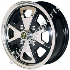 jante réplica PORSCHE 914 anglaise 5,5x15'' noire et polie 4 x 130 (ET 35)
