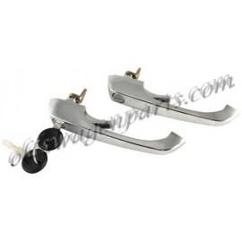 set de 2 poignées de porte chromée 8/68-4/79 avec la même clé